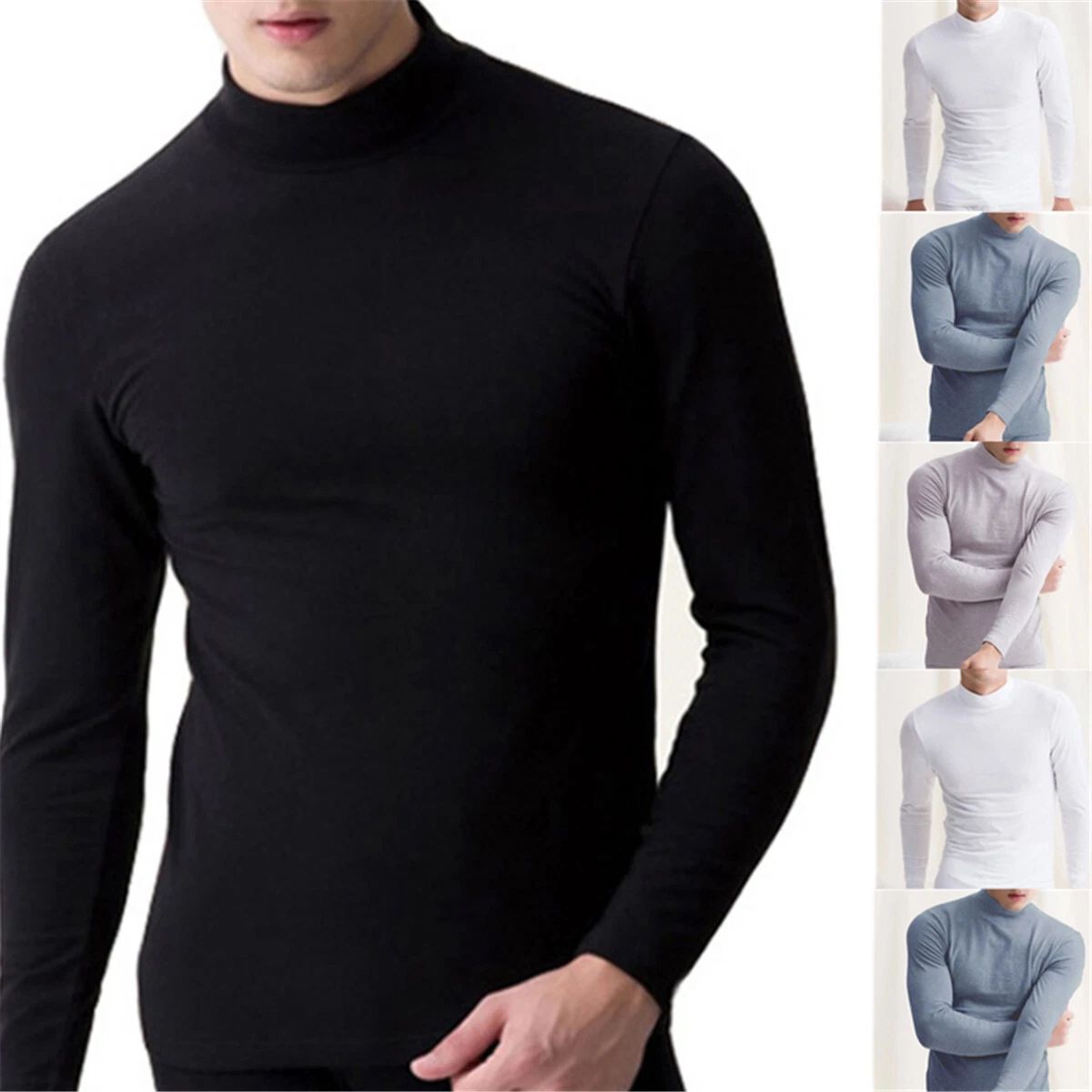 Mens Gents Long Sleeve T-Shirt Turtleneck Pullover Undershirt High Neck Tee Tops Unisex T-shirt, Sweatshirt, Hoodie, Long Sleeve Tee - T-Shirt, Sweatshirt, Hoodie