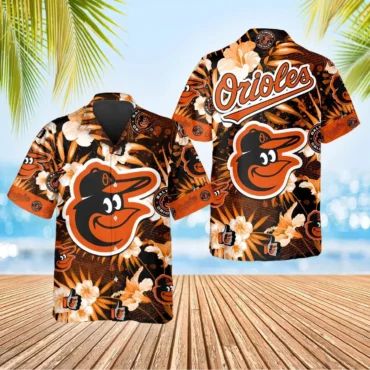 Baltimore Orioles Floral Island Hawaiian Shirt Unisex T-shirt, Sweatshirt, Hoodie, Long Sleeve Tee - T-Shirt, Sweatshirt, Hoodie