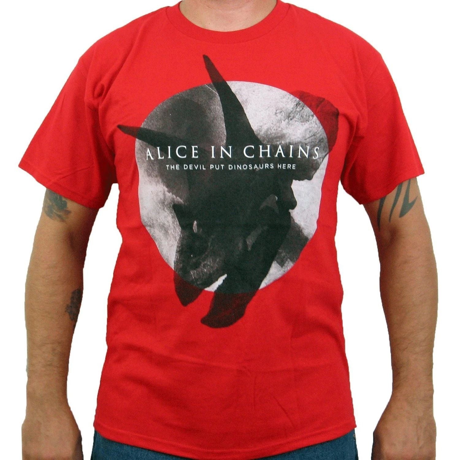 New: Red ALICE IN CHAINS The Devil Put The Dinosaurs Here Concert T-Shirt, S Unisex T-shirt, Sweatshirt, Hoodie, Long Sleeve Tee - T-Shirt, Sweatshirt, Hoodie