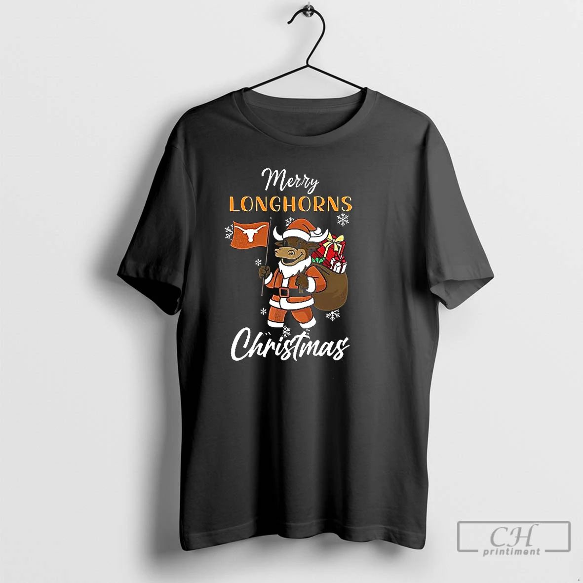 Premium Santa Merry Texas Longhorns Mascot Merry Christmas 2025 T Shirts Unisex T-shirt, Sweatshirt, Hoodie, Long Sleeve Tee - T-Shirt, Sweatshirt, Hoodie