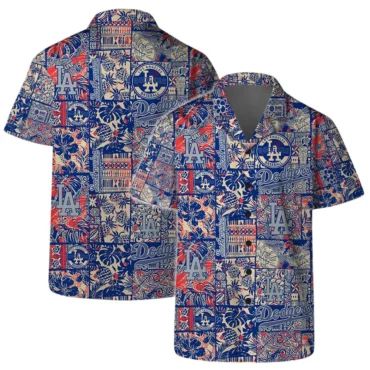 Los Angeles Dodgers Retro Patchwork Hawaiian Shirt Unisex T-shirt, Sweatshirt, Hoodie, Long Sleeve Tee - T-Shirt, Sweatshirt, Hoodie