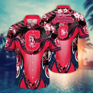 Cleveland Guardians Tropical Hibiscus Hawaiian Shirt Unisex T-shirt, Sweatshirt, Hoodie, Long Sleeve Tee - T-Shirt, Sweatshirt, Hoodie