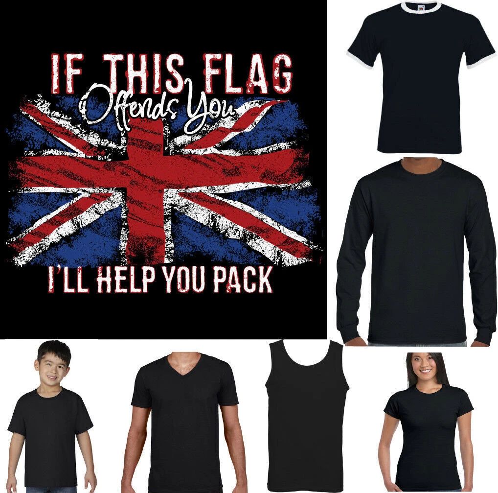 UNION JACK T-SHIRT Mens If This Flag Offends You Immigration Rugby Football Top Unisex T-shirt, Sweatshirt, Hoodie, Long Sleeve Tee - T-Shirt, Sweatshirt, Hoodie