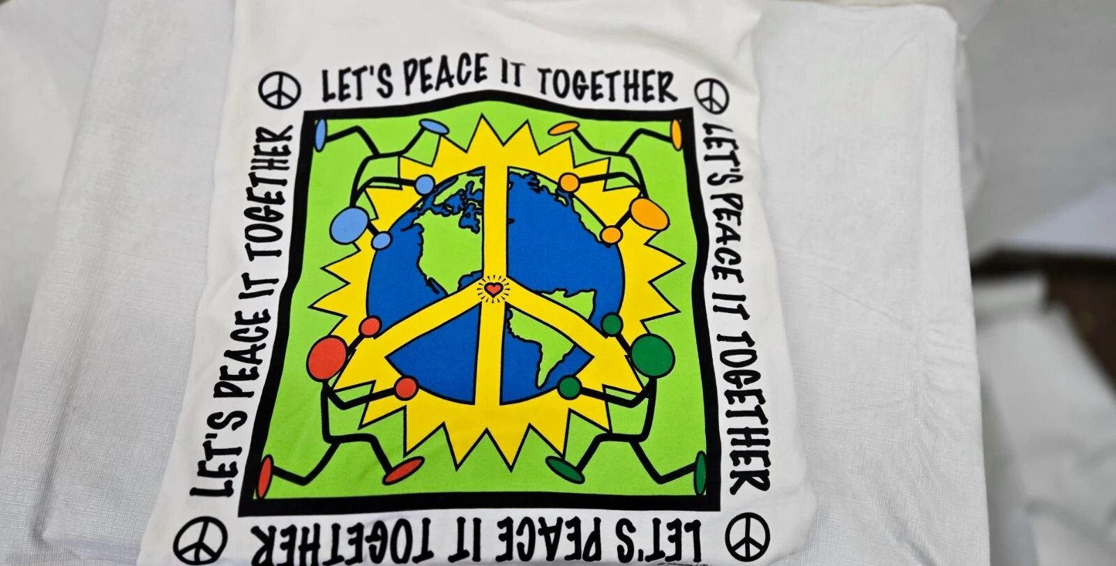 Vintage 1990's Human-i-Tees "Let's Peace it Together" T-Shirt L NOS Unisex T-shirt, Sweatshirt, Hoodie, Long Sleeve Tee - T-Shirt, Sweatshirt, Hoodie