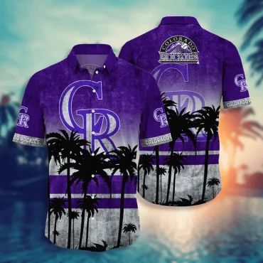 Colorado Rockies Tropical Sunset Hawaiian Shirt Unisex T-shirt, Sweatshirt, Hoodie, Long Sleeve Tee - T-Shirt, Sweatshirt, Hoodie