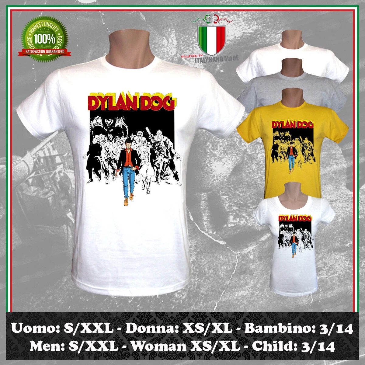 DYLAN DOG HORROR COMIC INSPIRED VINTAGE T-SHIRT T-SHIRT MEN WOMEN CHILD Unisex T-shirt, Sweatshirt, Hoodie, Long Sleeve Tee - T-Shirt, Sweatshirt, Hoodie