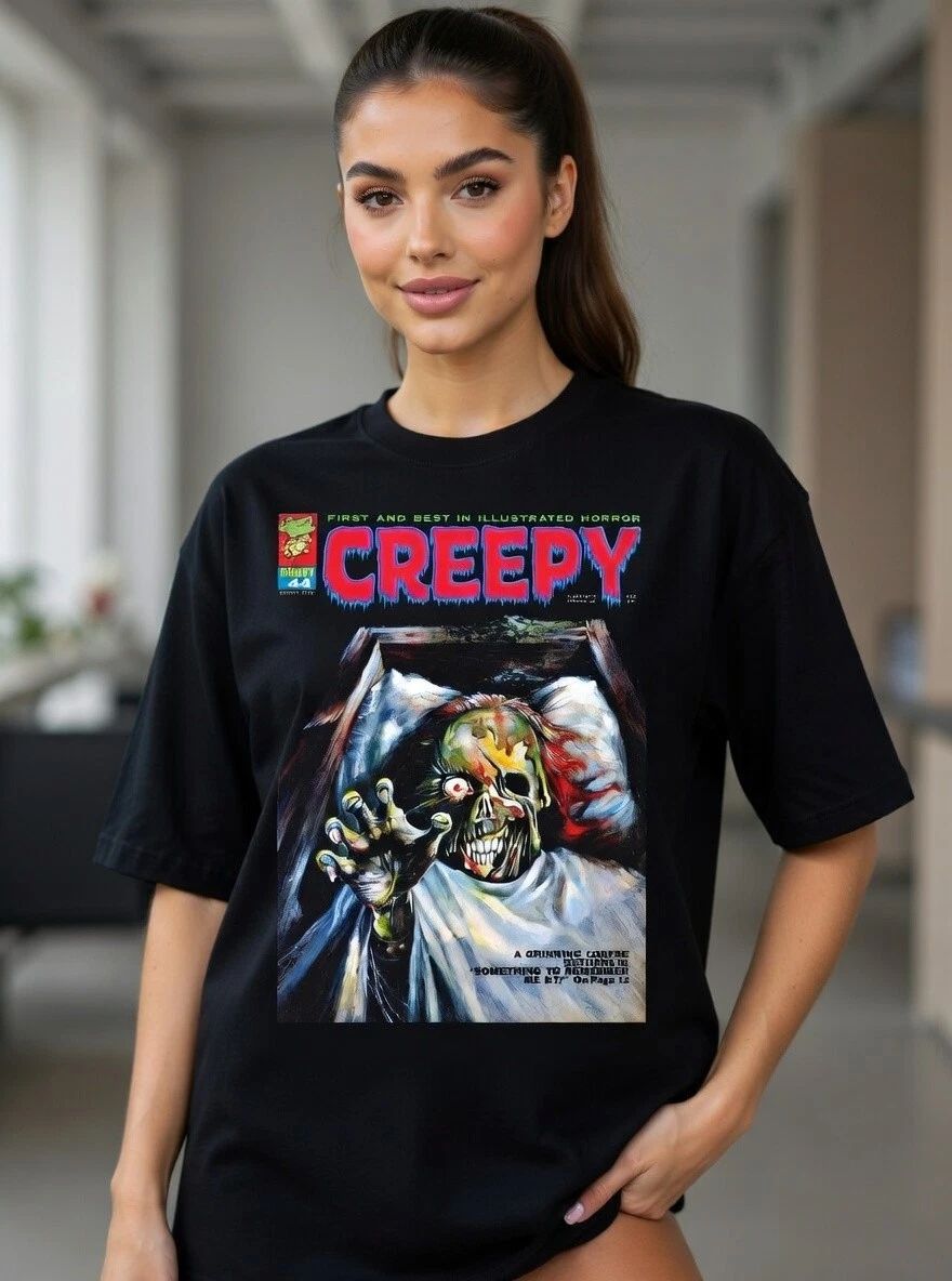 Vintage Horror Comic Style Graphic T-Shirt Creepy Retro Art Tee Unisex T-shirt, Sweatshirt, Hoodie, Long Sleeve Tee - T-Shirt, Sweatshirt, Hoodie