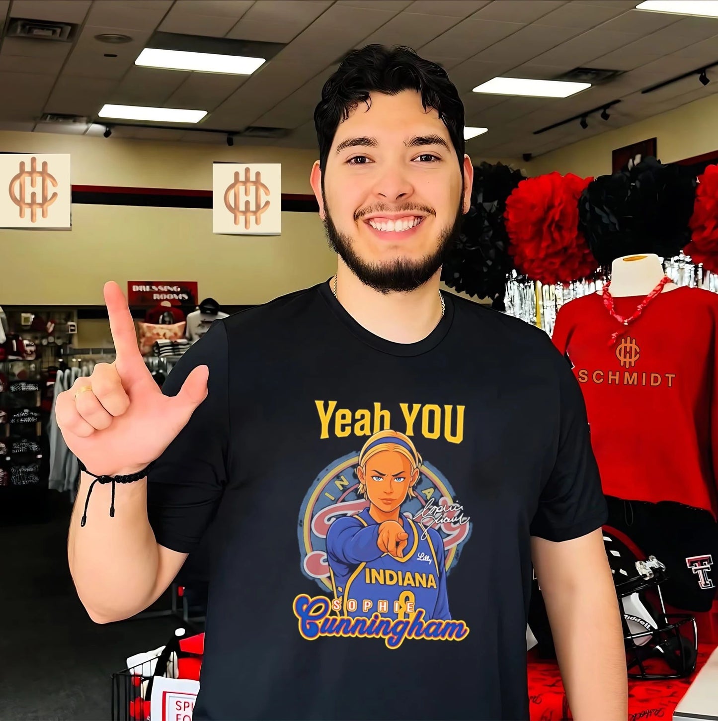 Indiana Fever Sophie Cunningham pointing yeah you signature shirt Unisex T-shirt, Sweatshirt, Hoodie, Long Sleeve Tee - T-Shirt, Sweatshirt, Hoodie