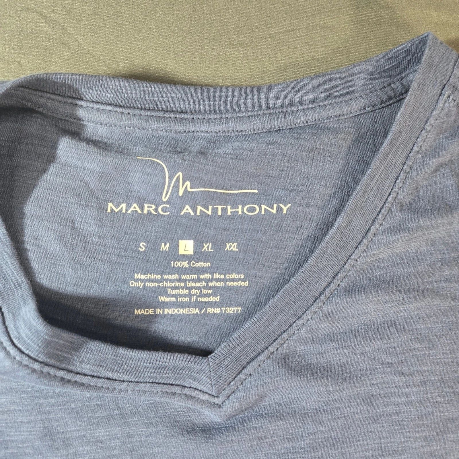 Marc Anthony Mens V-Neck T-Shirt Indigo Sky Blue 100% Cotton Slub Tee Size L Unisex T-shirt, Sweatshirt, Hoodie, Long Sleeve Tee - T-Shirt, Sweatshirt, Hoodie