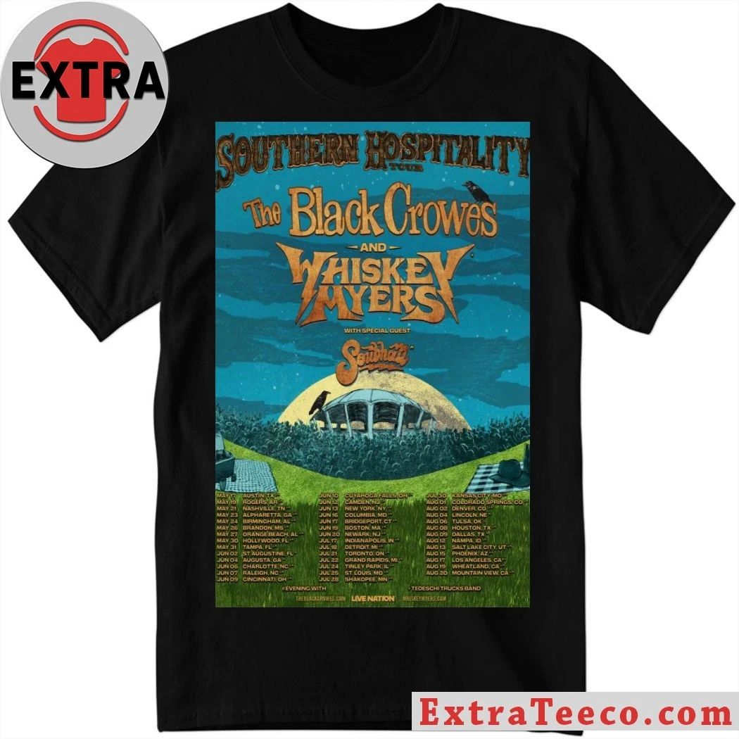 Southern Hospitality Tour The Black Crowes And Whiskey Myers 2026 Poster Shirt Unisex T-shirt, Sweatshirt, Hoodie, Long Sleeve Tee - T-Shirt, Sweatshirt, Hoodie
