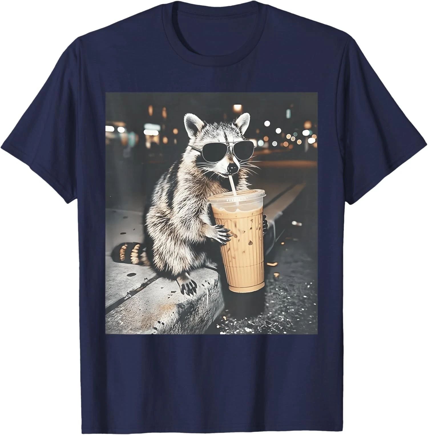 Raccoon Drinking Iced Coffee Funny Animal Meme Unisex T-Shirt Unisex T-shirt, Sweatshirt, Hoodie, Long Sleeve Tee - T-Shirt, Sweatshirt, Hoodie