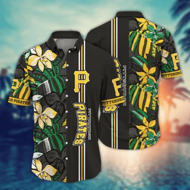 Pittsburgh Pirates Tropical Jungle Stripe Hawaiian Shirt Unisex T-shirt, Sweatshirt, Hoodie, Long Sleeve Tee - T-Shirt, Sweatshirt, Hoodie