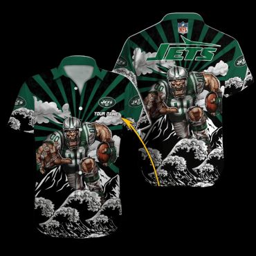 Personalized New York Jets Wave Warrior Hawaiian Shirt Unisex T-shirt, Sweatshirt, Hoodie, Long Sleeve Tee - T-Shirt, Sweatshirt, Hoodie