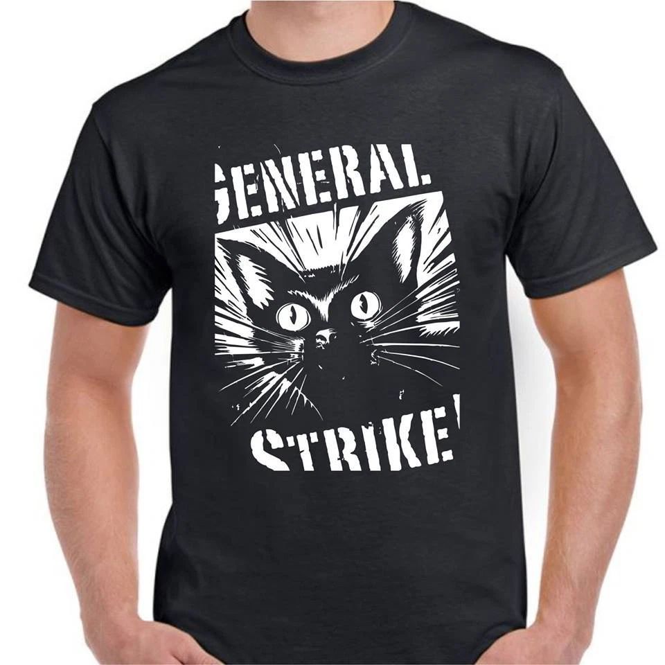 Industrial Workers General Strike Cat Anti Fascist Union IWW T shirt Tee Unisex T-shirt, Sweatshirt, Hoodie, Long Sleeve Tee - T-Shirt, Sweatshirt, Hoodie