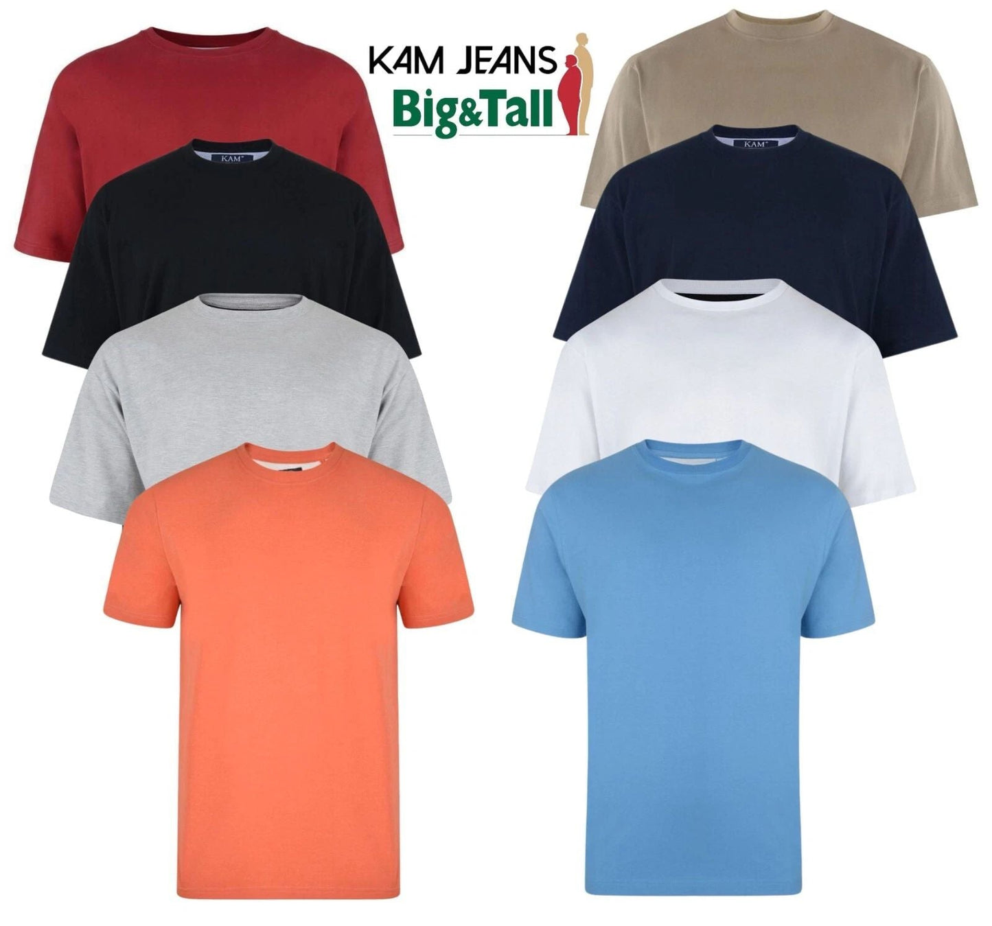 Mens Kam Big & Tall T-shirts Short Sleeve Crew Neck Plain Tee Casual Top 2XL-8XL Unisex T-shirt, Sweatshirt, Hoodie, Long Sleeve Tee - T-Shirt, Sweatshirt, Hoodie
