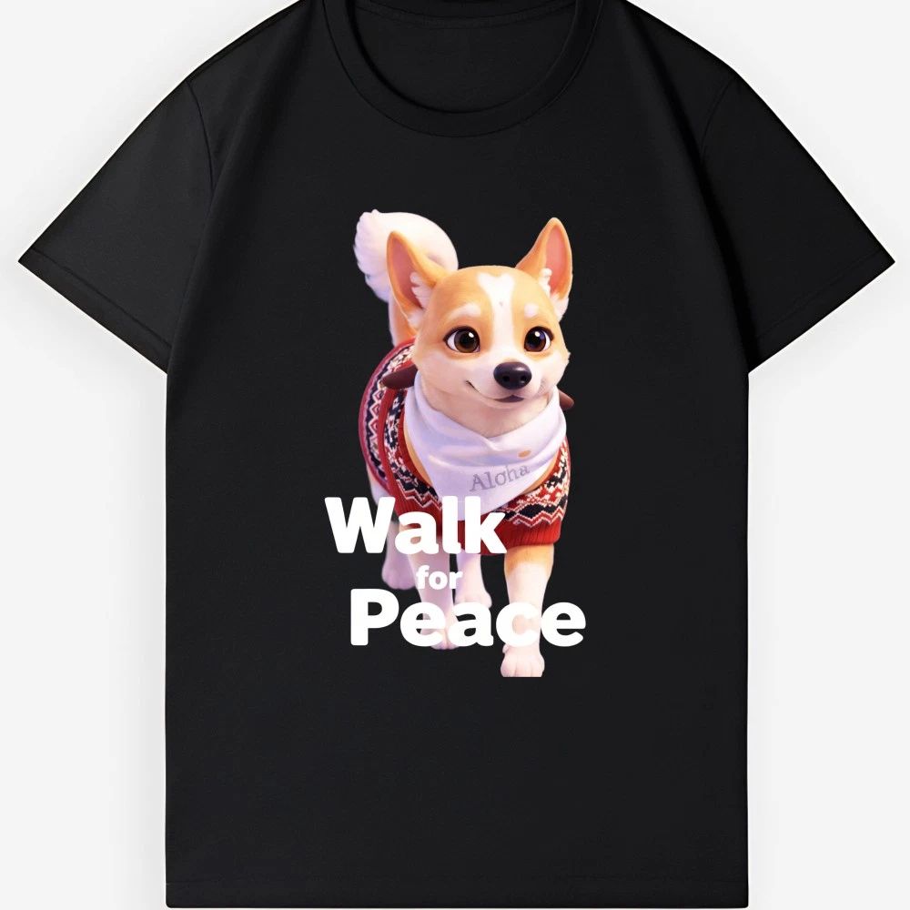 Unisex Walk for Peace T-Shirt-Cute Aloha Dog Graphic Tee for Pet Lovers & Peace Unisex T-shirt, Sweatshirt, Hoodie, Long Sleeve Tee - T-Shirt, Sweatshirt, Hoodie