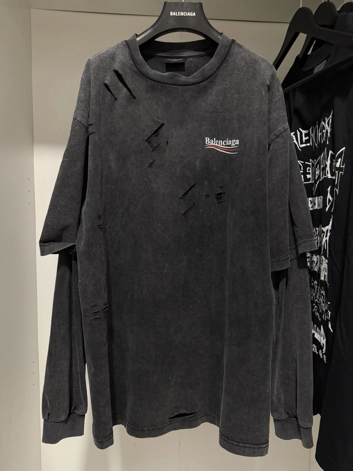 BALENCIAGA T-SHIRT IN BLACK Grey Size L Over Fit XXL TOP Unisex T-shirt, Sweatshirt, Hoodie, Long Sleeve Tee - T-Shirt, Sweatshirt, Hoodie