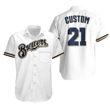 Milwaukee Brewers Custom Classic Hawaiian Shirt Unisex T-shirt, Sweatshirt, Hoodie, Long Sleeve Tee - T-Shirt, Sweatshirt, Hoodie