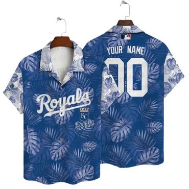 Kansas City Royals Custom Name Tropical Hawaiian Shirt Unisex T-shirt, Sweatshirt, Hoodie, Long Sleeve Tee - T-Shirt, Sweatshirt, Hoodie