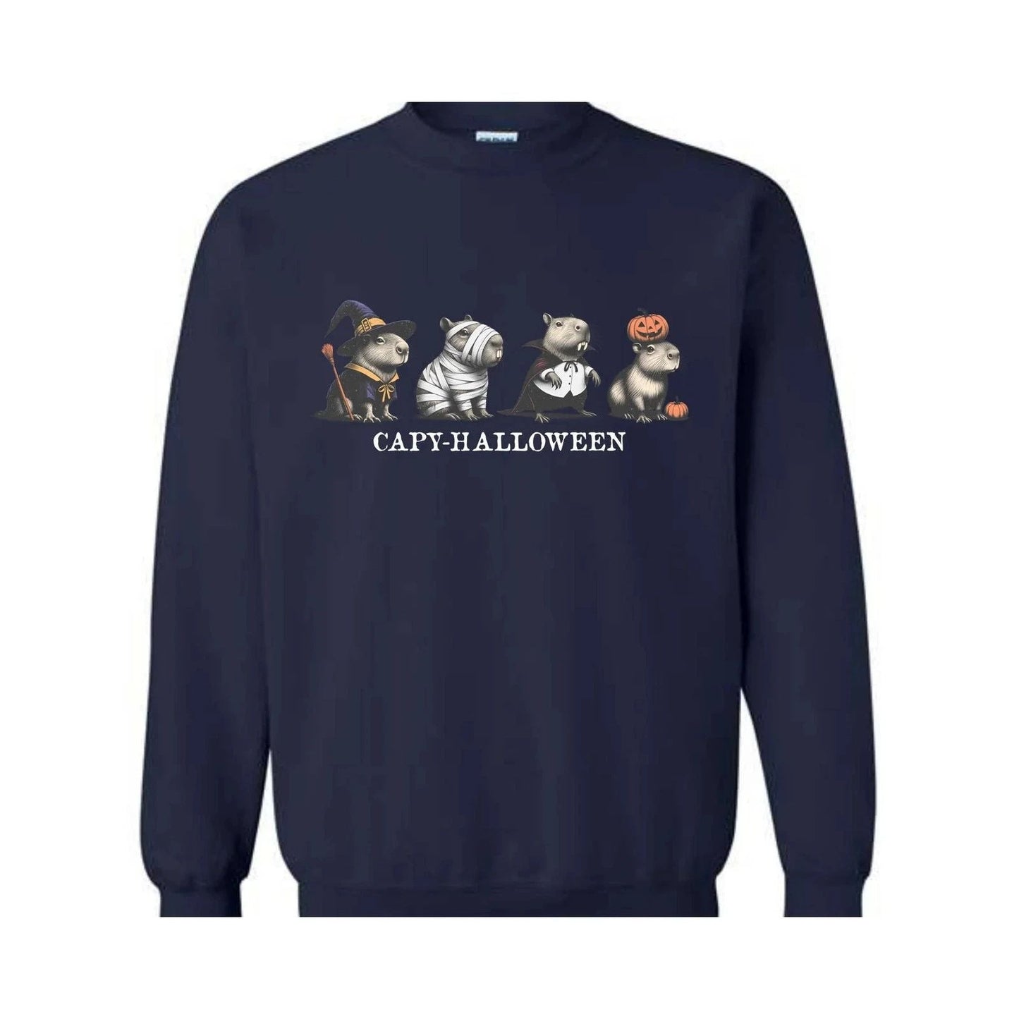 Cute Capybara Halloween Sweatshirt, Capybara Sweatshirt, Cute Halloween Gift, Ha Unisex T-shirt, Sweatshirt, Hoodie, Long Sleeve Tee - T-Shirt, Sweatshirt, Hoodie