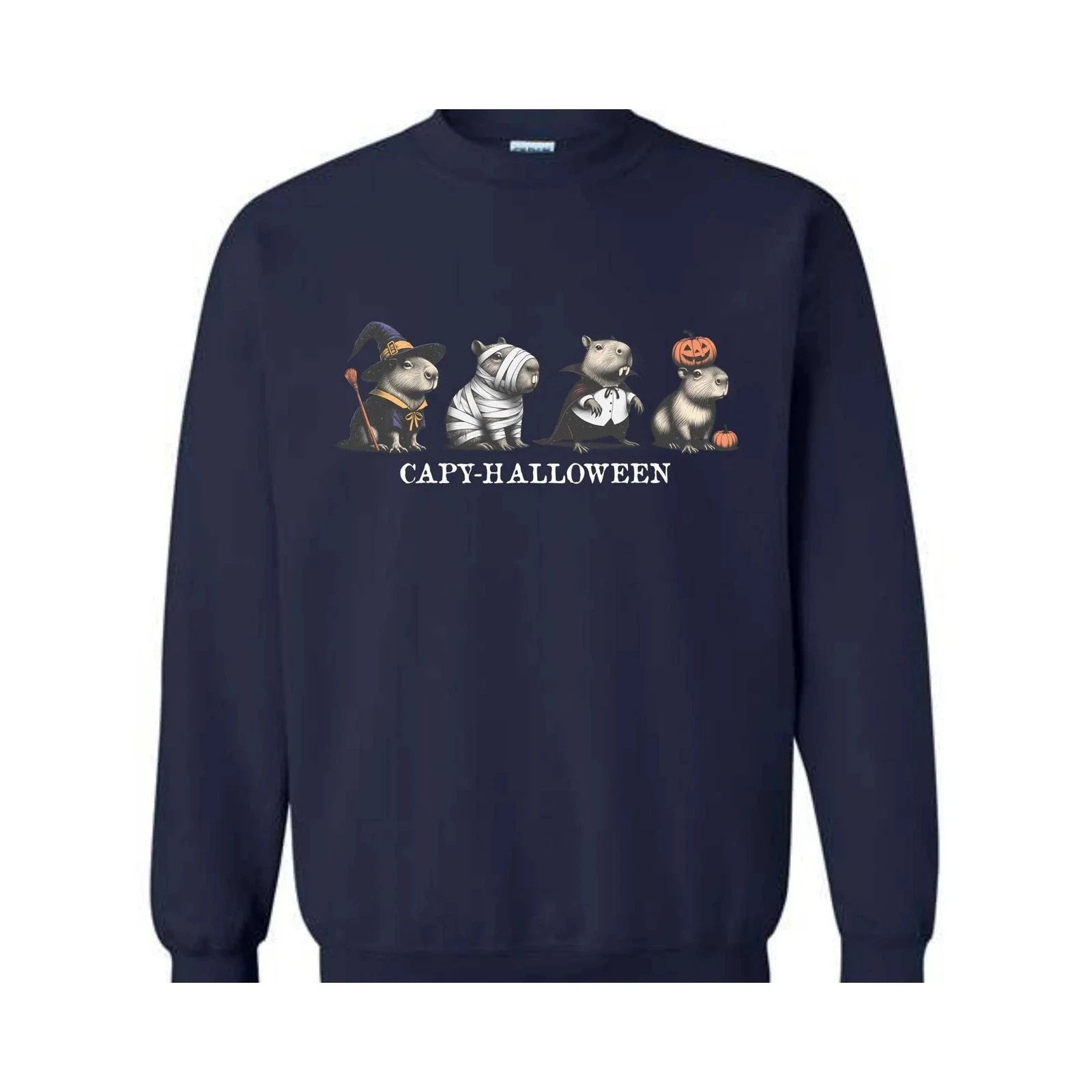 Cute Capybara Halloween Sweatshirt, Capybara Sweatshirt, Cute Halloween Gift, Ha Unisex T-shirt, Sweatshirt, Hoodie, Long Sleeve Tee - T-Shirt, Sweatshirt, Hoodie