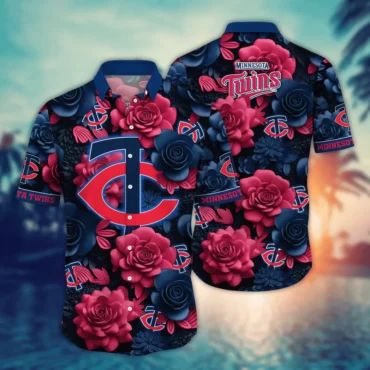 Minnesota Twins Midnight Bloom Hawaiian Shirt Unisex T-shirt, Sweatshirt, Hoodie, Long Sleeve Tee - T-Shirt, Sweatshirt, Hoodie