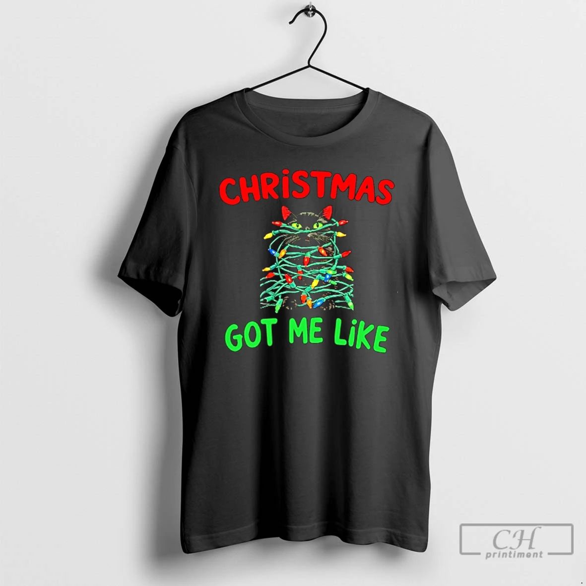 Premium Christmas Got Me Like Black Cat Lights T Shirts Unisex T-shirt, Sweatshirt, Hoodie, Long Sleeve Tee - T-Shirt, Sweatshirt, Hoodie