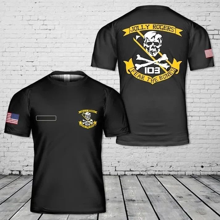 Custom Name US Navy Jolly Rogers VF-103 Fear The Bones T-Shirt 3D Unisex T-shirt, Sweatshirt, Hoodie, Long Sleeve Tee - T-Shirt, Sweatshirt, Hoodie