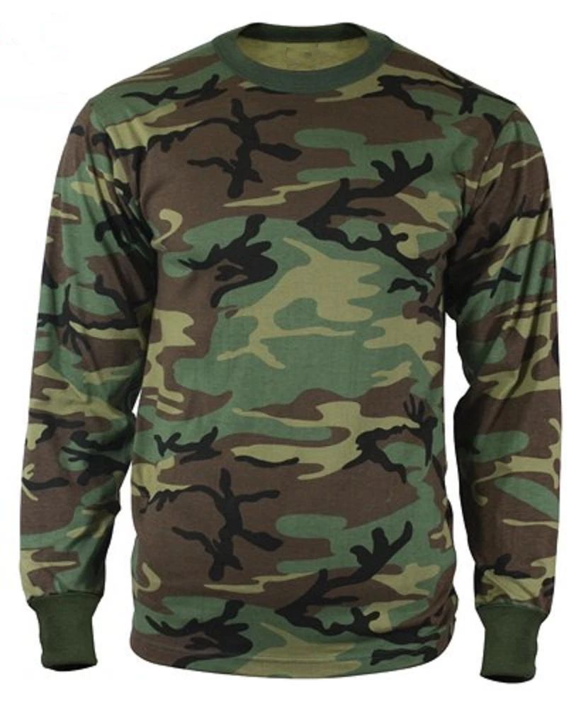 Traditional Woodland Camo LONG SLEEVE T-Shirt Army Hunting Camping Military L/S Unisex T-shirt, Sweatshirt, Hoodie, Long Sleeve Tee - T-Shirt, Sweatshirt, Hoodie