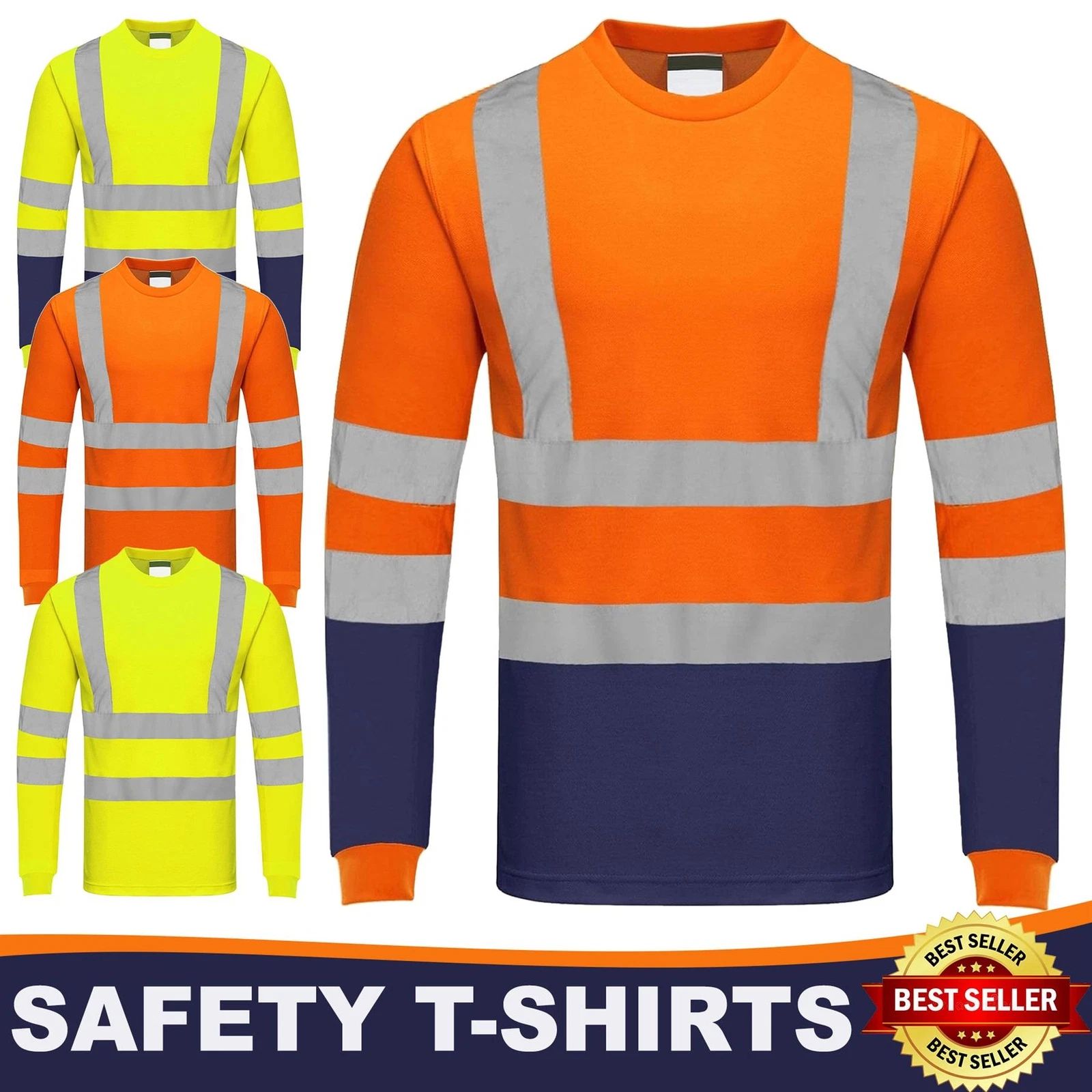Mens Hi Viz Vis Long Sleeve High Visibility T shirt Safety Work wear Tops Tee Unisex T-shirt, Sweatshirt, Hoodie, Long Sleeve Tee - T-Shirt, Sweatshirt, Hoodie