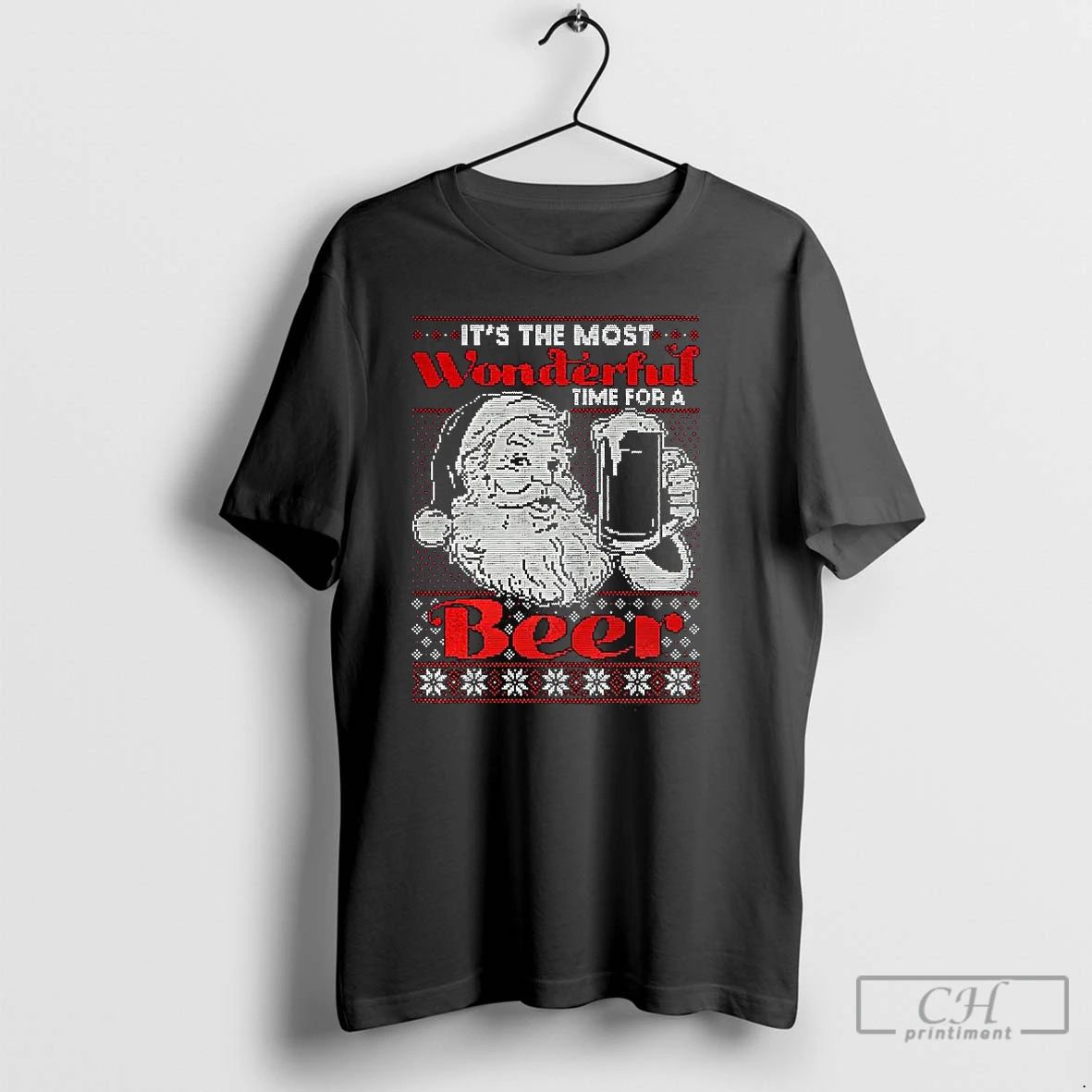 Premium Santa Claus Wonderful Time For A Beer Christmas T Shirts Unisex T-shirt, Sweatshirt, Hoodie, Long Sleeve Tee - T-Shirt, Sweatshirt, Hoodie