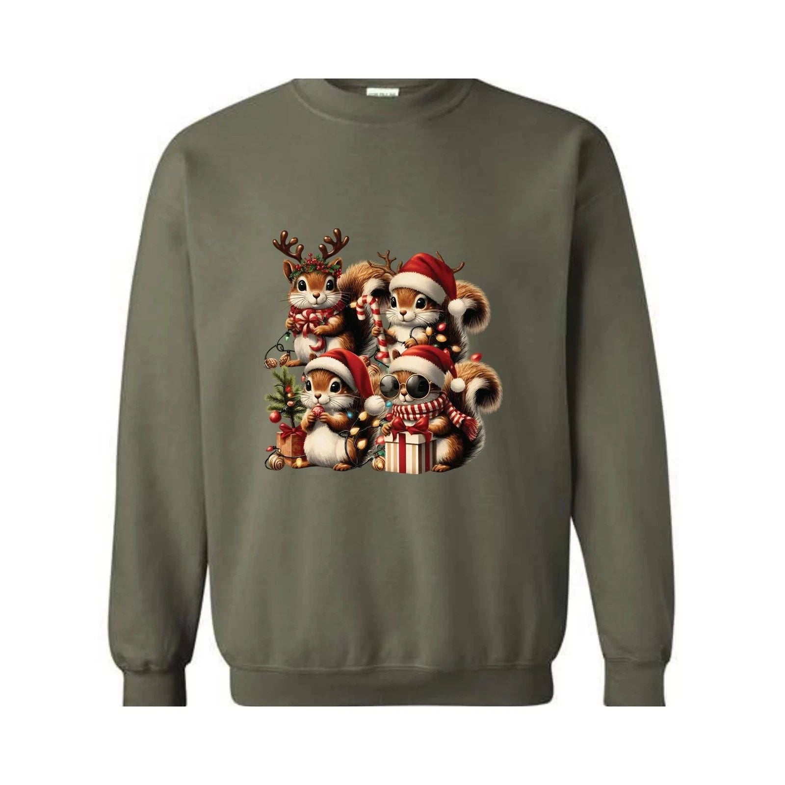 Cute Squirrel Christmas Sweatshirt, Holiday Squirrel Sweatshirt, Funny Xmas Squi Unisex T-shirt, Sweatshirt, Hoodie, Long Sleeve Tee - T-Shirt, Sweatshirt, Hoodie