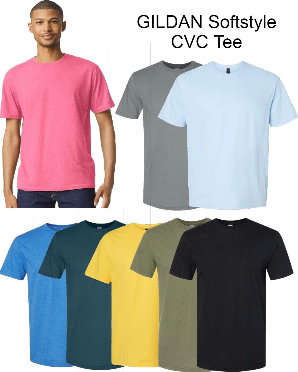 NEW Gildan Men's Softystyle CVC Short Sleeves Plain T-shirt 67000 (G670) Unisex T-shirt, Sweatshirt, Hoodie, Long Sleeve Tee - T-Shirt, Sweatshirt, Hoodie