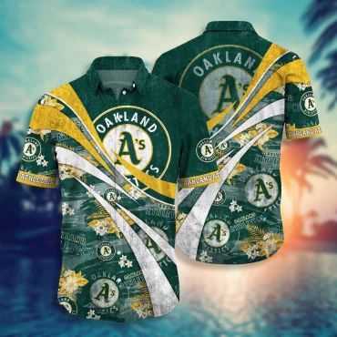 Oakland Athletics Floral Swirl Hawaiian Shirt Unisex T-shirt, Sweatshirt, Hoodie, Long Sleeve Tee - T-Shirt, Sweatshirt, Hoodie