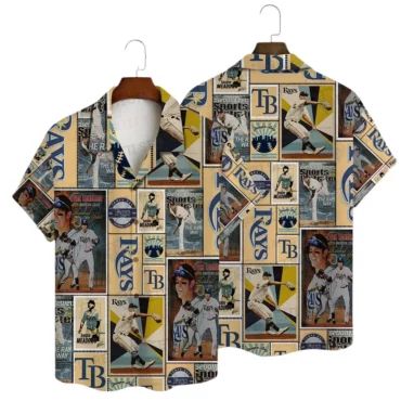 Tampa Bay Rays Vintage Baseball Collage Hawaiian Shirt Unisex T-shirt, Sweatshirt, Hoodie, Long Sleeve Tee - T-Shirt, Sweatshirt, Hoodie