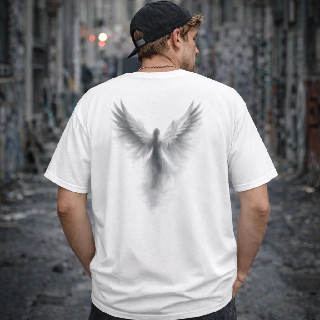 Shinora Angel Wings T-Shirt Back Print Streetwear Black Size L Unisex T-shirt, Sweatshirt, Hoodie, Long Sleeve Tee - T-Shirt, Sweatshirt, Hoodie