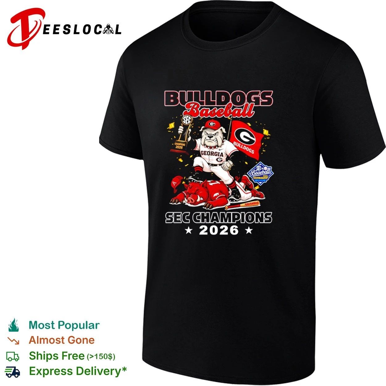 Bulldogs Baseball SEC Champions 2026 T-shirt Unisex T-shirt, Sweatshirt, Hoodie, Long Sleeve Tee - T-Shirt, Sweatshirt, Hoodie