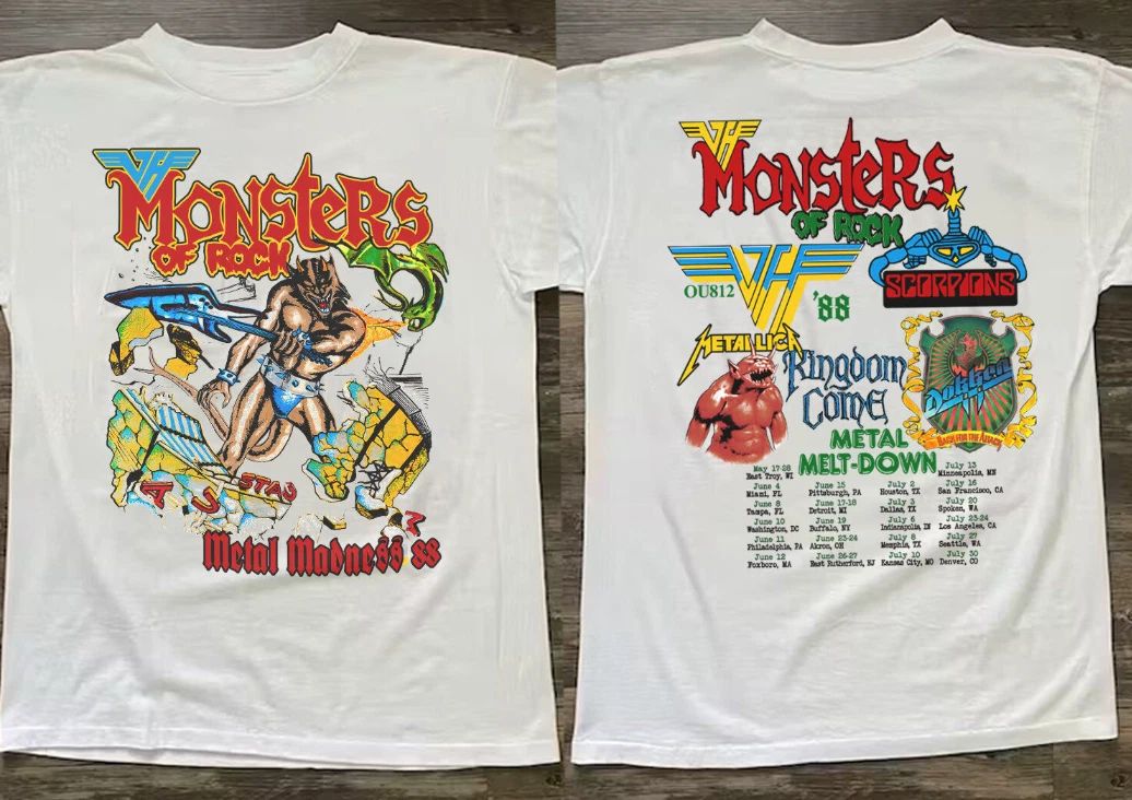 Super Rare Vintage Van Halen 1988 Monsters of Rock Tour T shirt Unisex T-shirt, Sweatshirt, Hoodie, Long Sleeve Tee - T-Shirt, Sweatshirt, Hoodie