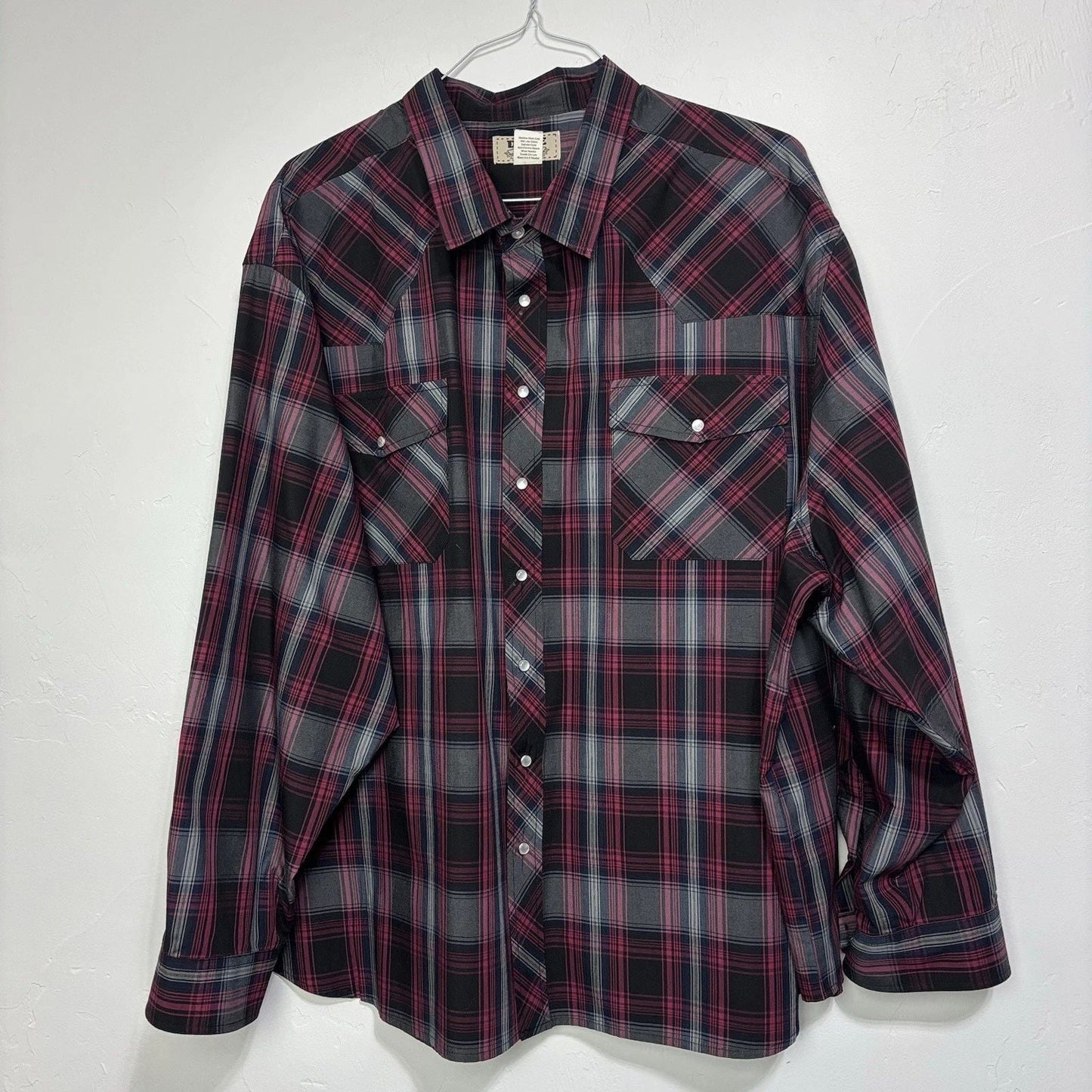 Duke Haband Men's 4X Western Pearl Snap Shirt Long Sleeve Plaid Red Black Gray Unisex T-shirt, Sweatshirt, Hoodie, Long Sleeve Tee - T-Shirt, Sweatshirt, Hoodie