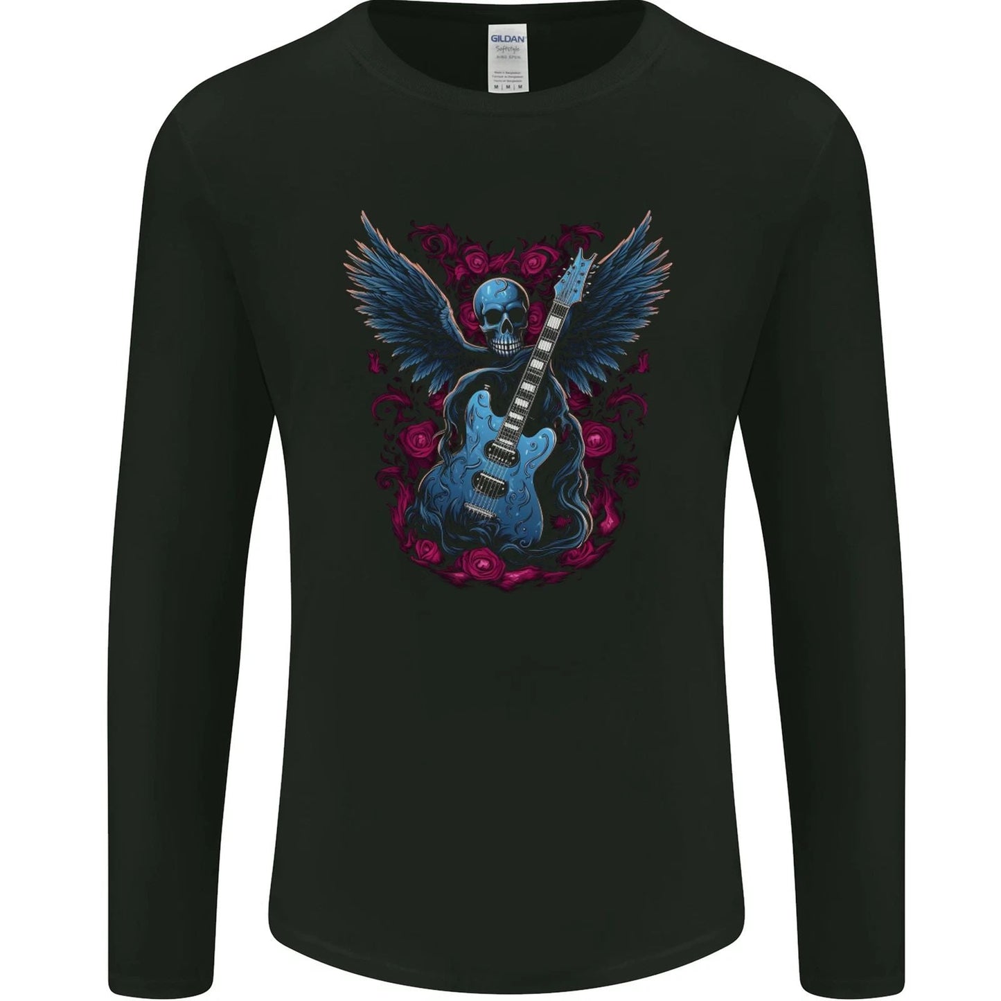 Guitar Skull Heavy Metal Rock Music Band Wings Mens Long Sleeve T-Shirt Unisex T-shirt, Sweatshirt, Hoodie, Long Sleeve Tee - T-Shirt, Sweatshirt, Hoodie
