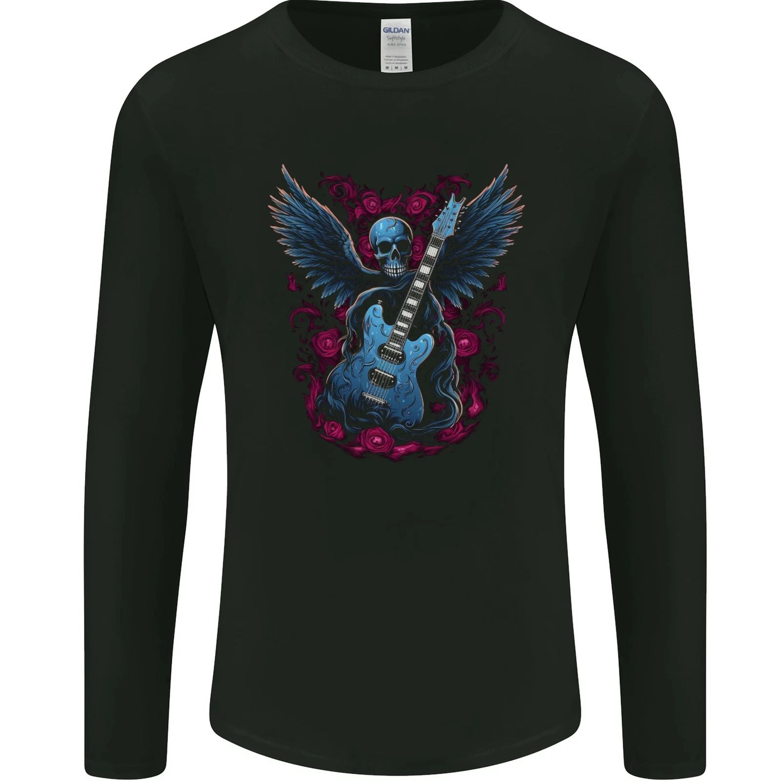 Guitar Skull Heavy Metal Rock Music Band Wings Mens Long Sleeve T-Shirt Unisex T-shirt, Sweatshirt, Hoodie, Long Sleeve Tee - T-Shirt, Sweatshirt, Hoodie