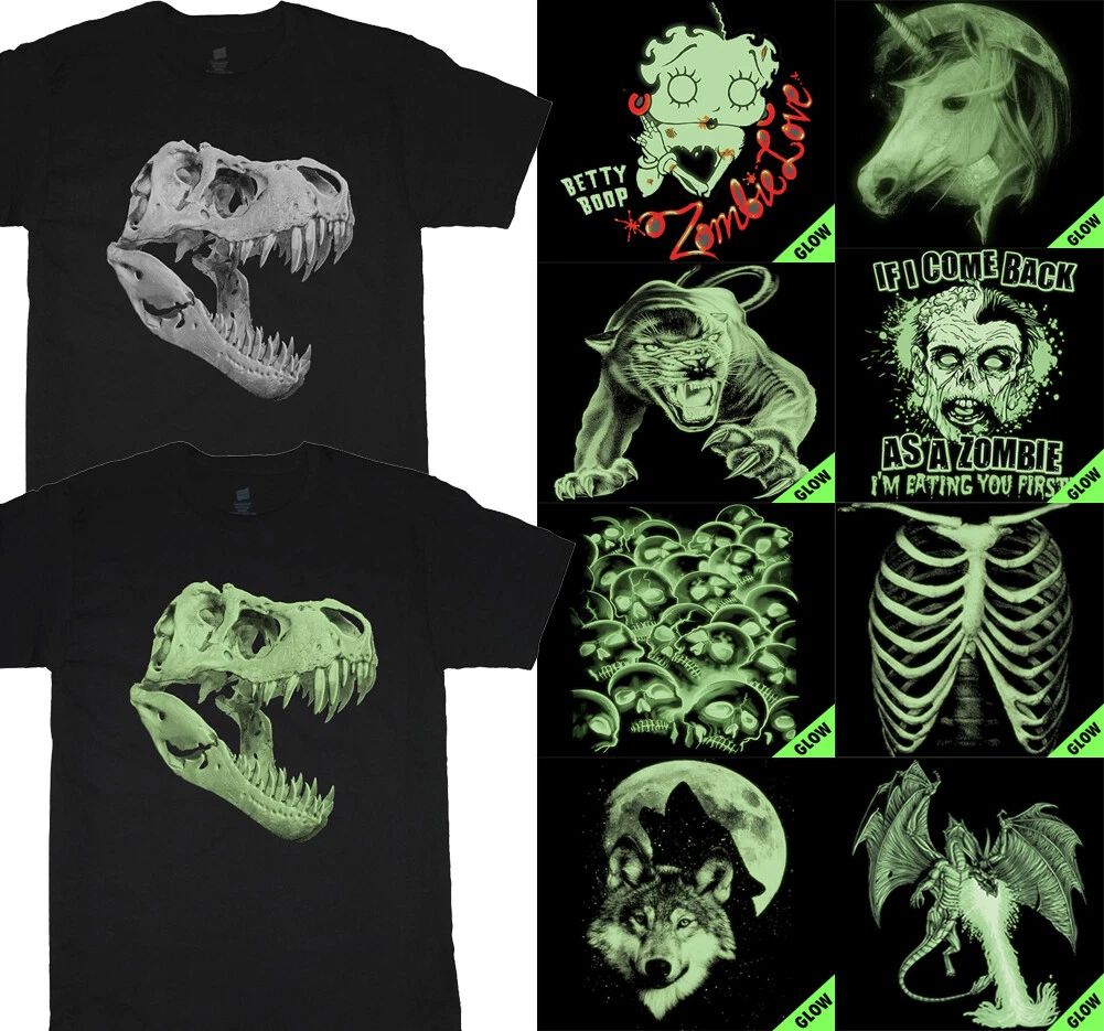 Glow In the Dark T-shirt Mens Halloween Costume Skeleton Skull T-Rex Zombie Tee Unisex T-shirt, Sweatshirt, Hoodie, Long Sleeve Tee - T-Shirt, Sweatshirt, Hoodie