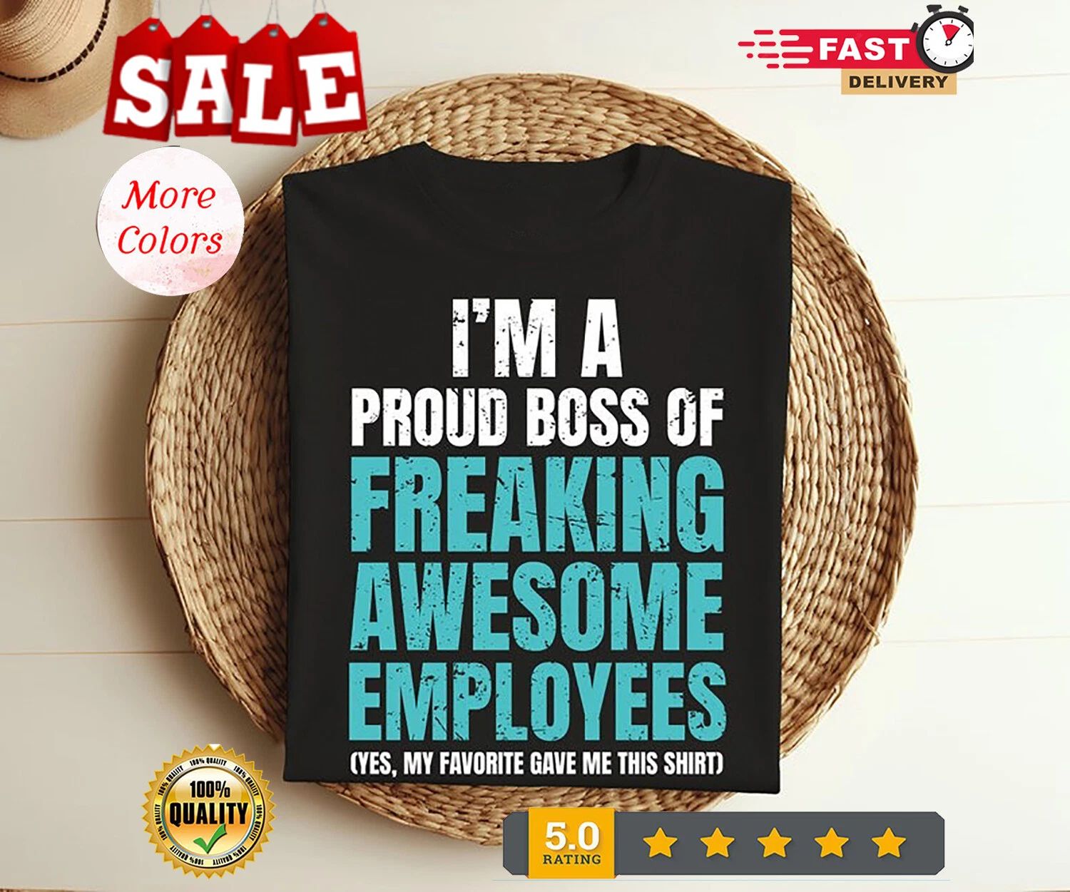 2025/Funny Boss I'm A Proud Boss Of Freaking Awesome T-shirt, Cute Funny Shirt, Unisex T-shirt, Sweatshirt, Hoodie, Long Sleeve Tee - T-Shirt, Sweatshirt, Hoodie