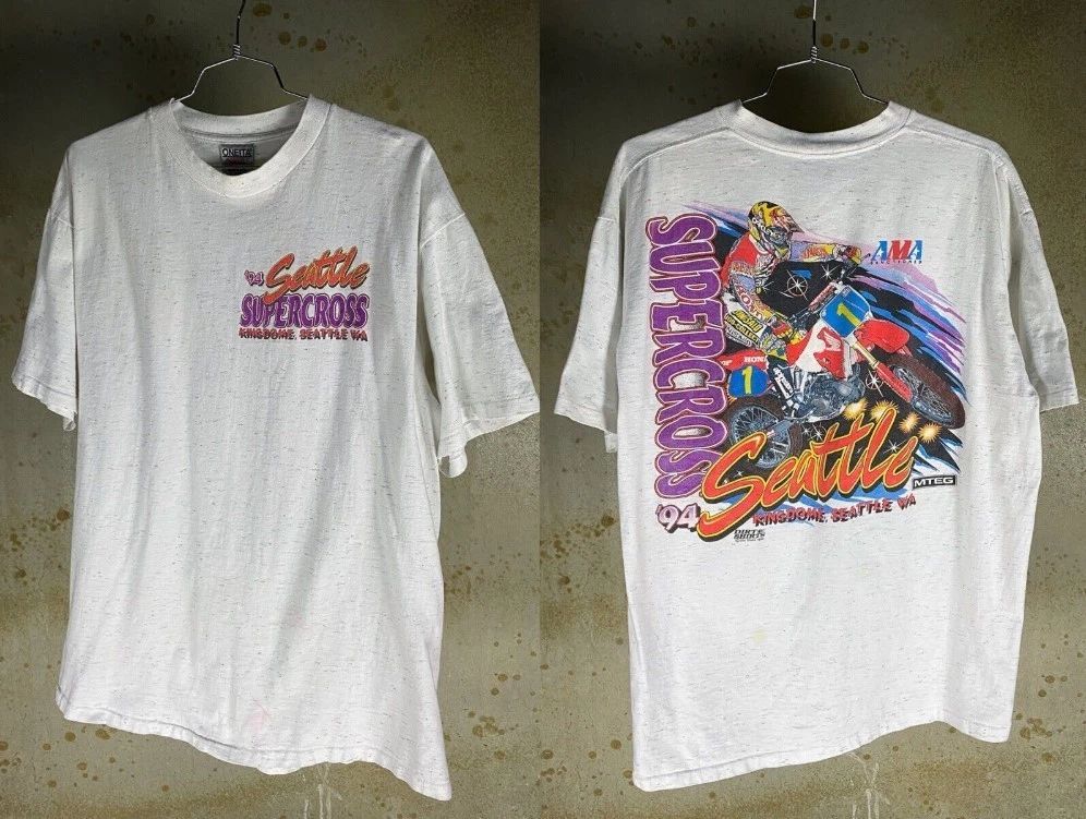 Vintage 1994 Seattle Supercross T-Shirt Featuring Jeremy McGrath Shirt Allsize Unisex T-shirt, Sweatshirt, Hoodie, Long Sleeve Tee - T-Shirt, Sweatshirt, Hoodie
