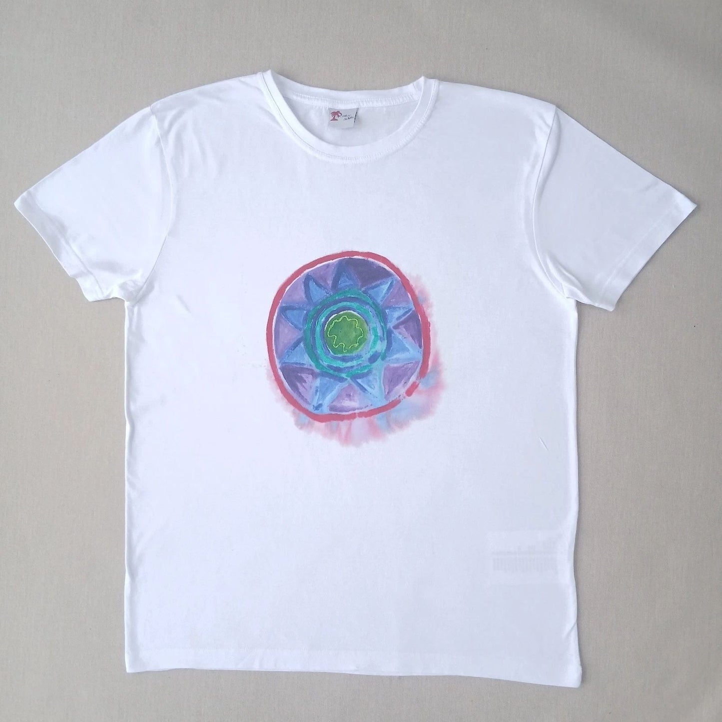 Graphic Tee/Hand painted/white/cotton/short sleeved/Unisex/ t shirt/Size L Unisex T-shirt, Sweatshirt, Hoodie, Long Sleeve Tee - T-Shirt, Sweatshirt, Hoodie
