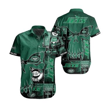 New York Jets Skull Champion Hawaiian Shirt Unisex T-shirt, Sweatshirt, Hoodie, Long Sleeve Tee - T-Shirt, Sweatshirt, Hoodie