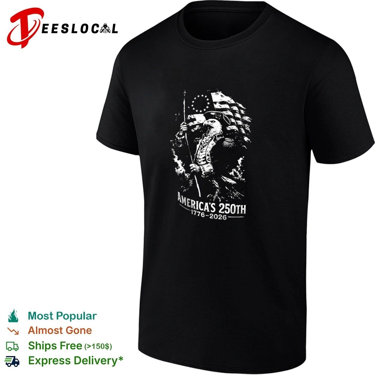 Americas 250th 1776-2026 Patriotic Eagle Flag T-shirt Unisex T-shirt, Sweatshirt, Hoodie, Long Sleeve Tee - T-Shirt, Sweatshirt, Hoodie