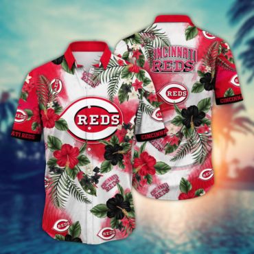 Cincinnati Reds Hibiscus Splash Hawaiian Shirt Unisex T-shirt, Sweatshirt, Hoodie, Long Sleeve Tee - T-Shirt, Sweatshirt, Hoodie
