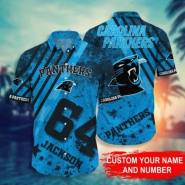 Carolina Panthers Tropical Storm Hawaiian Shirt Unisex T-shirt, Sweatshirt, Hoodie, Long Sleeve Tee - T-Shirt, Sweatshirt, Hoodie