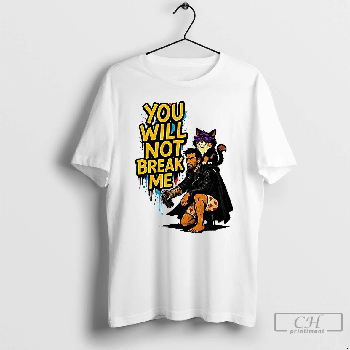 Premium Carl And Donut Cat Dungeon Crawler Carl You Will Not Break Me Graffiti Unisex T-shirt, Sweatshirt, Hoodie, Long Sleeve Tee - T-Shirt, Sweatshirt, Hoodie